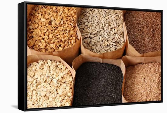 Whole Grains, Oats, Flax, Poppy, Wheatgerm, Granola, Sunflower Seeds.-Hannamariah-Framed Stretched Canvas