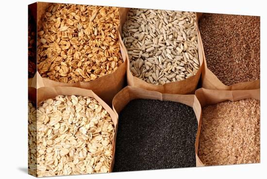Whole Grains, Oats, Flax, Poppy, Wheatgerm, Granola, Sunflower Seeds.-Hannamariah-Stretched Canvas