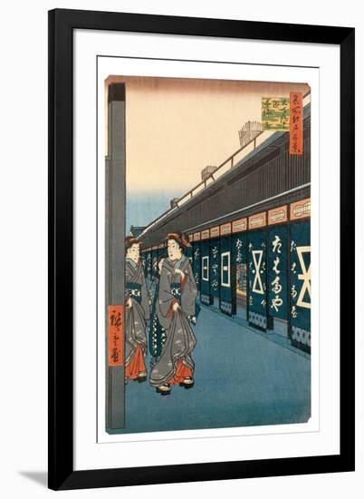 Wholesalers of Cotton Fabrics at Otemma Street from the Series 'On Hundred Famous Views of Edo'-Utagawa Hiroshige-Framed Giclee Print