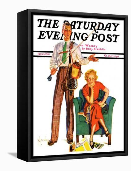 "Whose Vacation?," Saturday Evening Post Cover, July 25, 1936-R.J. Cavaliere-Framed Stretched Canvas