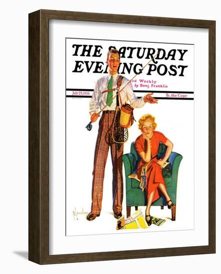 "Whose Vacation?," Saturday Evening Post Cover, July 25, 1936-R.J. Cavaliere-Framed Premium Giclee Print