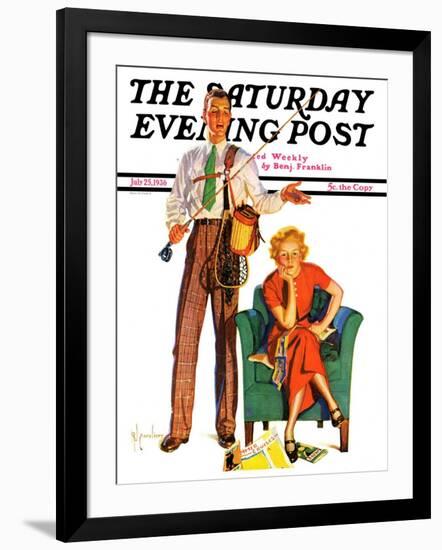 "Whose Vacation?," Saturday Evening Post Cover, July 25, 1936-R.J. Cavaliere-Framed Giclee Print