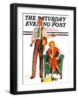 "Whose Vacation?," Saturday Evening Post Cover, July 25, 1936-R.J. Cavaliere-Framed Giclee Print