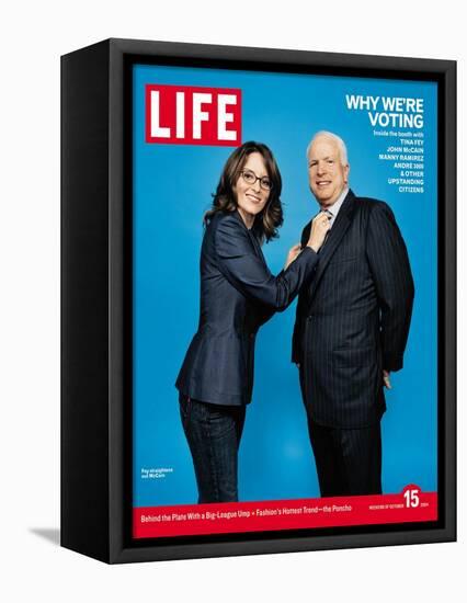 Why We're Voting, Tina Fey Straightening John McCain's Tie, October 15, 2004-Jake Chessum-Framed Stretched Canvas