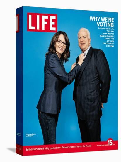 Why We're Voting, Tina Fey Straightening John McCain's Tie, October 15, 2004-Jake Chessum-Stretched Canvas