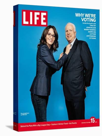 Why We're Voting, Tina Fey Straightening John McCain's Tie, October 15, 2004-Jake Chessum-Stretched Canvas