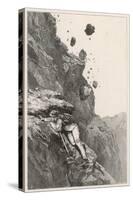 Whymper in Danger from a Rock- Fall on the Matterhorn-Edward Whymper-Stretched Canvas