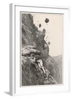 Whymper in Danger from a Rock- Fall on the Matterhorn-Edward Whymper-Framed Art Print