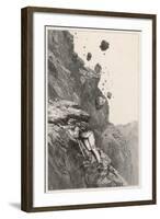 Whymper in Danger from a Rock- Fall on the Matterhorn-Edward Whymper-Framed Art Print