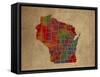 WI Colorful Counties-Red Atlas Designs-Framed Stretched Canvas