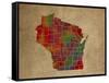 WI Colorful Counties-Red Atlas Designs-Framed Stretched Canvas