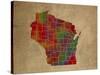 WI Colorful Counties-Red Atlas Designs-Stretched Canvas