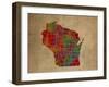 WI Colorful Counties-Red Atlas Designs-Framed Giclee Print
