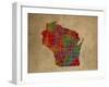 WI Colorful Counties-Red Atlas Designs-Framed Giclee Print