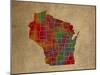 WI Colorful Counties-Red Atlas Designs-Mounted Giclee Print