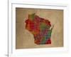 WI Colorful Counties-Red Atlas Designs-Framed Giclee Print