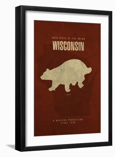 WI State Minimalist Posters-Red Atlas Designs-Framed Giclee Print