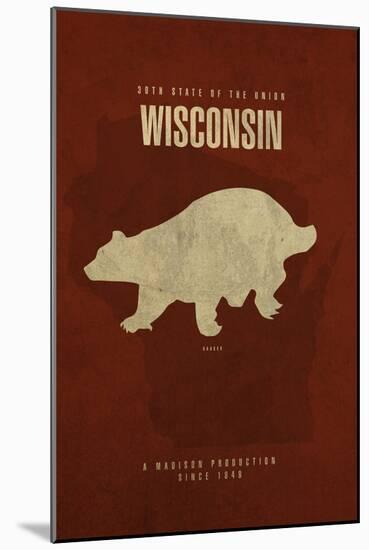 WI State Minimalist Posters-Red Atlas Designs-Mounted Giclee Print