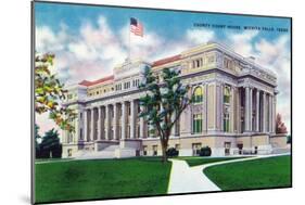 Wichita Falls, Texas - Exterior View of the County Court House, c.1952-Lantern Press-Mounted Art Print