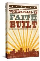 Wichita Falls, Texas - Skyline and Sunburst Screenprint Style-Lantern Press-Stretched Canvas