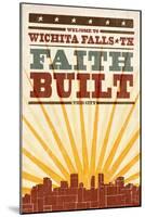 Wichita Falls, Texas - Skyline and Sunburst Screenprint Style-Lantern Press-Mounted Art Print