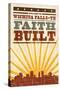 Wichita Falls, Texas - Skyline and Sunburst Screenprint Style-Lantern Press-Stretched Canvas