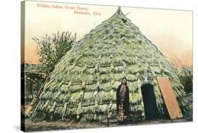 Wichita Indian Grass House-null-Stretched Canvas