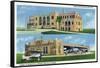 Wichita, Kansas - Administration Building and Planes-Lantern Press-Framed Stretched Canvas