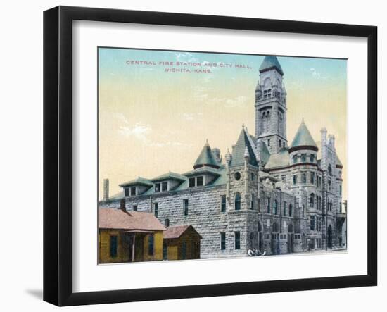 Wichita, Kansas - Central Fire Station and City Hall Exterior View-Lantern Press-Framed Art Print