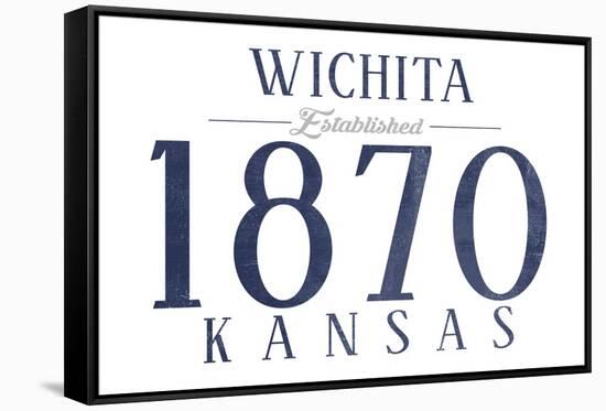 Wichita, Kansas - Established Date (Blue)-Lantern Press-Framed Stretched Canvas