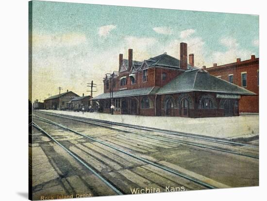 Wichita, Kansas - Exterior View of Rock Island Train Depot-Lantern Press-Stretched Canvas