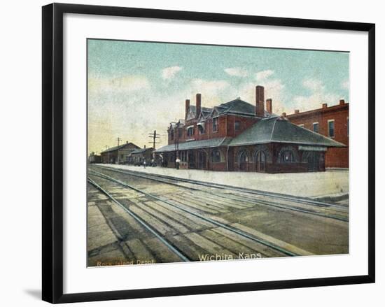Wichita, Kansas - Exterior View of Rock Island Train Depot-Lantern Press-Framed Art Print