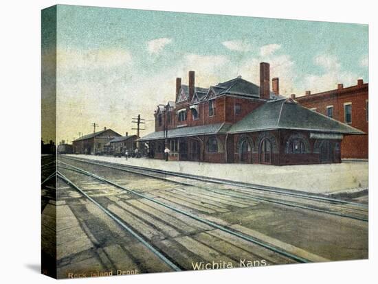 Wichita, Kansas - Exterior View of Rock Island Train Depot-Lantern Press-Stretched Canvas