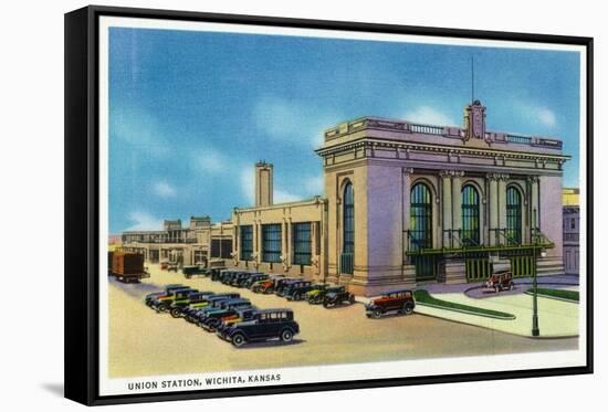 Wichita, Kansas - Exterior View of Union Station-Lantern Press-Framed Stretched Canvas