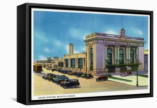 Wichita, Kansas - Exterior View of Union Station-Lantern Press-Framed Stretched Canvas