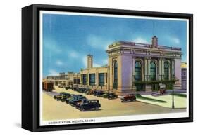 Wichita, Kansas - Exterior View of Union Station-Lantern Press-Framed Stretched Canvas