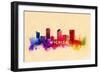 Wichita, Kansas - Skyline Abstract-Lantern Press-Framed Art Print