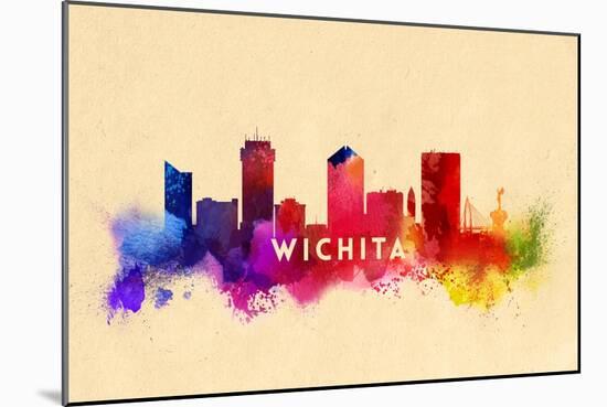 Wichita, Kansas - Skyline Abstract-Lantern Press-Mounted Art Print