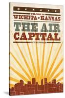 Wichita, Kansas- Skyline and Sunburst Screenprint Style-Lantern Press-Stretched Canvas