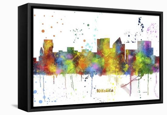 Wichita Kansas Skyline MCLR 1-Marlene Watson-Framed Stretched Canvas