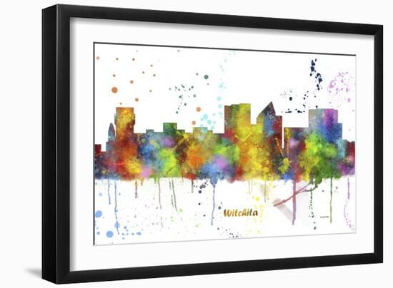 Wichita Kansas Skyline MCLR 1-Marlene Watson-Framed Giclee Print