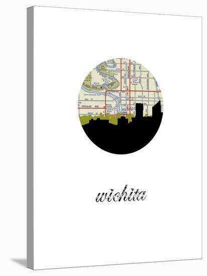 Wichita Map Skyline-Paperfinch 0-Stretched Canvas