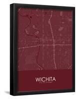 Wichita, United States of America Red Map-null-Framed Poster