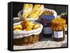 Wicker Basket with Croissants and Breads, Clos Des Iles, Le Brusc, Var, Cote d'Azur, France-Per Karlsson-Framed Stretched Canvas