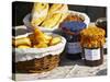 Wicker Basket with Croissants and Breads, Clos Des Iles, Le Brusc, Var, Cote d'Azur, France-Per Karlsson-Stretched Canvas