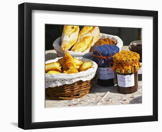 Wicker Basket with Croissants and Breads, Clos Des Iles, Le Brusc, Var, Cote d'Azur, France-Per Karlsson-Framed Photographic Print