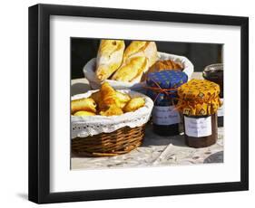 Wicker Basket with Croissants and Breads, Clos Des Iles, Le Brusc, Var, Cote d'Azur, France-Per Karlsson-Framed Photographic Print