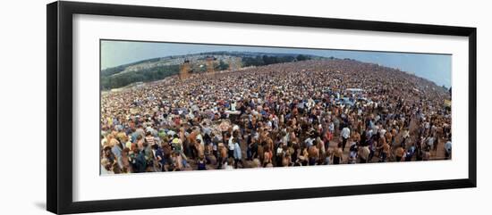 Wide Angle Overall of Huge Crowd Facing the Distant Stage, During the Woodstock Music and Art Fair-John Dominis-Framed Photographic Print