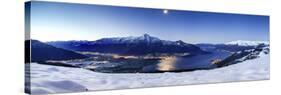 Wide Angle Shot of Alto Lario with Como Lake and Mount Legnone Lighted by the Moon in Winter-ClickAlps-Stretched Canvas