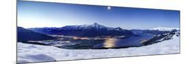 Wide Angle Shot of Alto Lario with Como Lake and Mount Legnone Lighted by the Moon in Winter-ClickAlps-Mounted Photographic Print